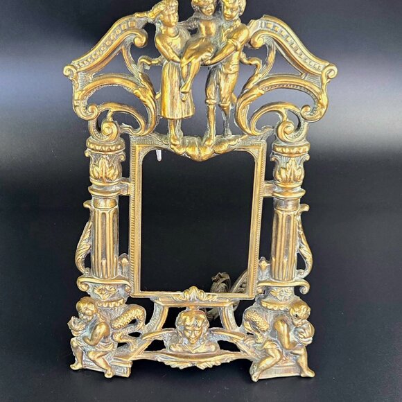 Antique Art Nouveau Brass Picture Frame – 14" Tall - Picture 9 of 9